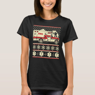 EMT Funny Navidades feos Sweater con ambulancia y