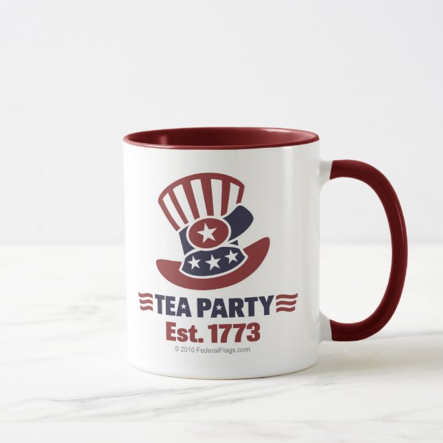 En 1773 taza establecida fiesta del té (Derecha)
