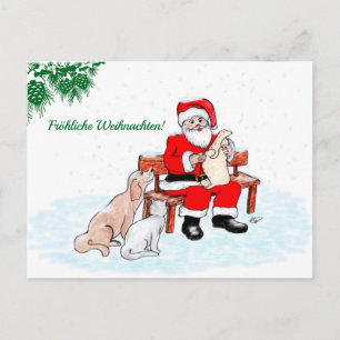 en alemán Santa con tarjeta de vacaciones para per