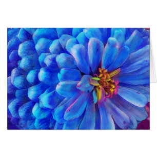 En azul, la tarjeta del Zinnia, florece