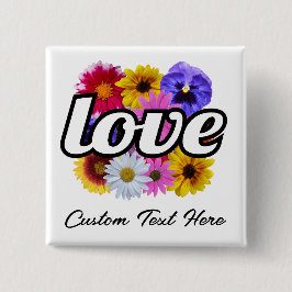 En Bloom - Amor con botón de Bouquet floral cuadra