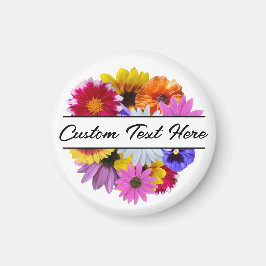 En Bloom: imán floral dividido redondo