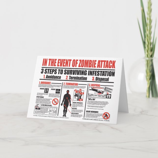 En caso de ataque zombi TARJETA DE NOTA (Anverso)