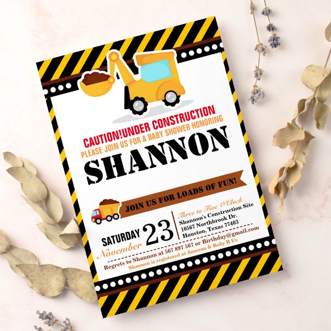 EN CONSTRUCCIÓN Invitación de Baby Shower (Subido por el creador)