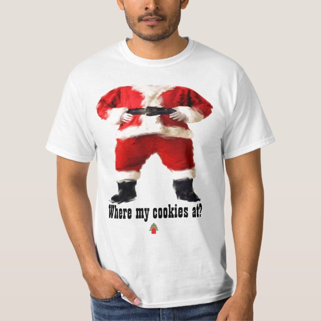 "En donde mis galletas?" Camiseta del navidad (Anverso)