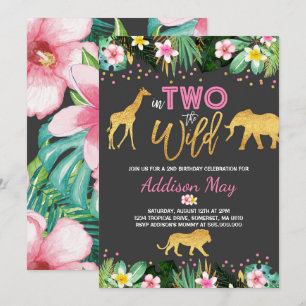 En Dos, Animales De La Selva De Invitación Al Cump