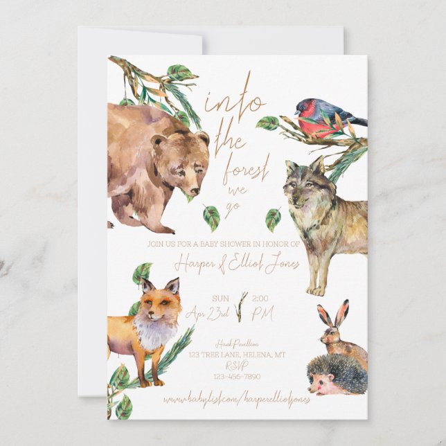 En el bosque que vamos | Invitación de Baby Shower (Anverso)