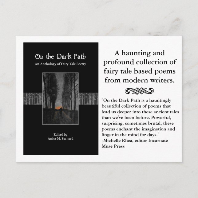 En el camino oscuro postal de poesía de hadas (Anverso)