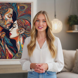 En el cartel de arte moderno del amor