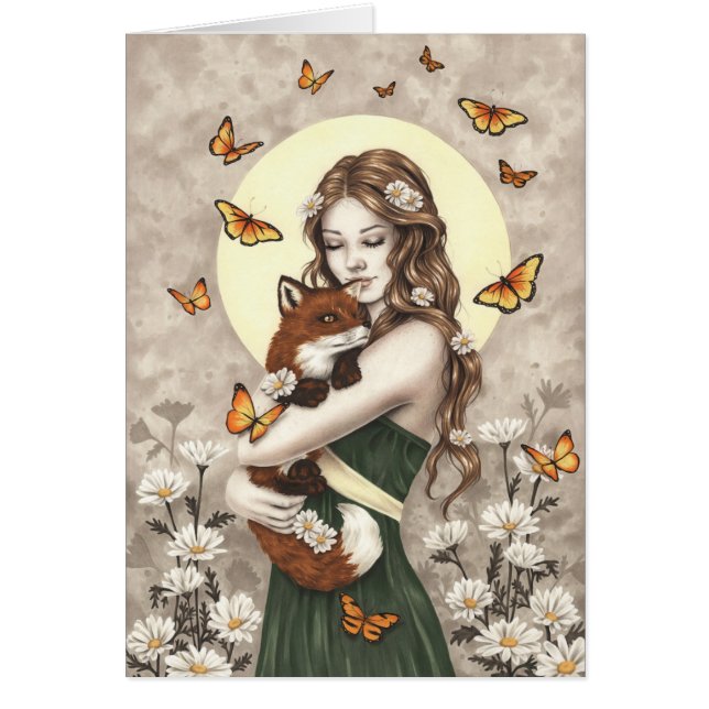 En el chica del jardín con zorro y mariposas (Frente)