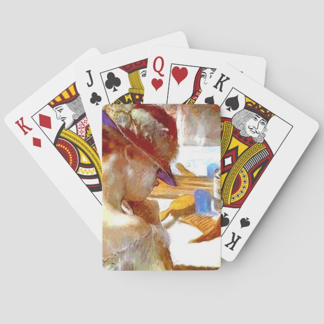 "En el espejo" por Edgar Degas jugando cartas (Reverso)