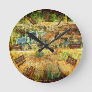 En el reloj de pared del camión de registro de ent