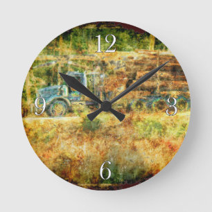 En el reloj de pared del camión de registro de ent