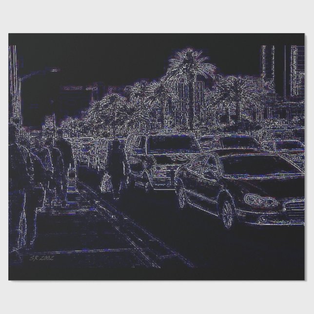 En el tráfico papel de envoltura mate negro (Superficie plana)