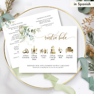 en español, elegante programa de bodas con vegetac
