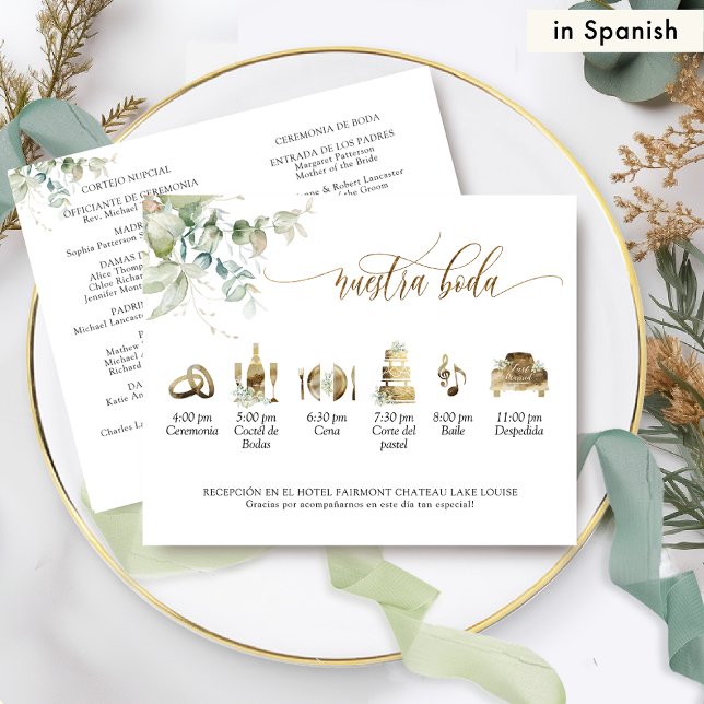 en español, elegante programa de bodas con vegetac (Subido por el creador)