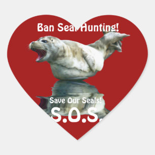 En Forma De Corazón BABY SEAL Anti Seal-Hunt Wildlife Pegatina