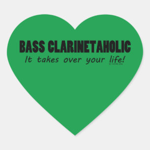 En Forma De Corazón Bass Clarinetaholic Life Heart Pegatina