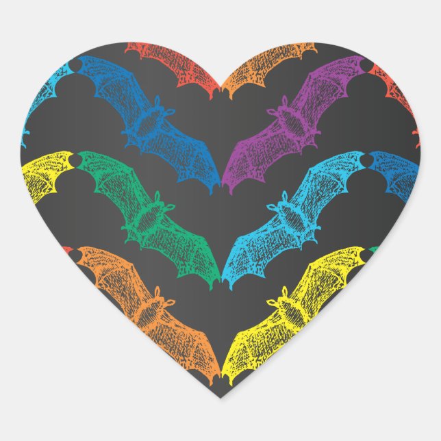 En Forma De Corazón Bats Pegatina (Anverso)