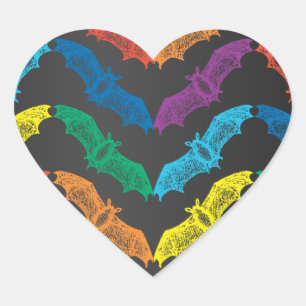 En Forma De Corazón Bats Pegatina