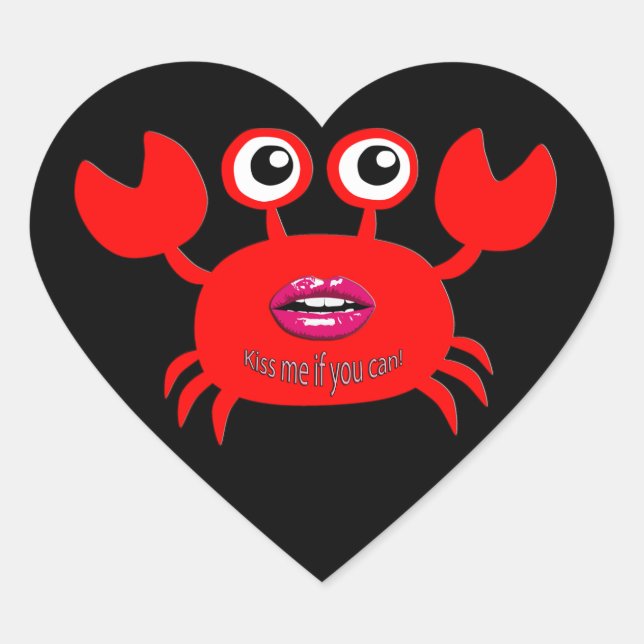 En Forma De Corazón ¡Bésame si puedes! Pegatina (Anverso)