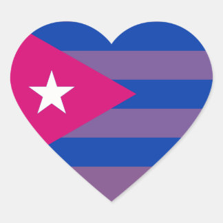 En Forma De Corazón Bi Orgullo cubano Bisexual pegatina LGBT