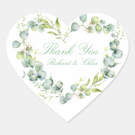 En Forma De Corazón Boda Amor Pegatina Rústico Botánico Moderno