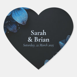 En Forma De Corazón Boda oscuro regalo pegatina purpurina flores azule