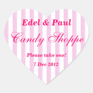 En Forma De Corazón Boda rosa Candy Shoppe Pegatina