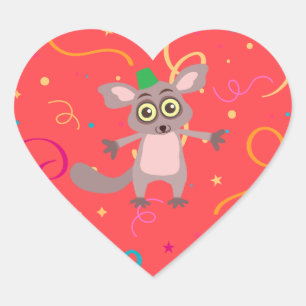 En Forma De Corazón Bush Baby Pegatina