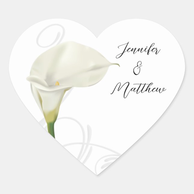 En Forma De Corazón Calla Lily Pegatina (Anverso)