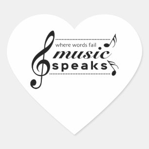 En Forma De Corazón Cita musical Pegatina l La música habla
