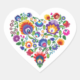 En Forma De Corazón 💜 💓 corazones inspirados por el folk, Pegatina d