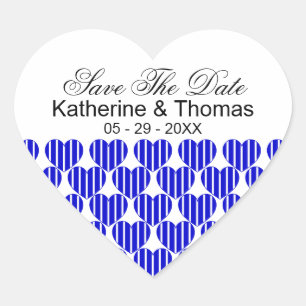 En Forma De Corazón Corazones Royal Blue Striped Salvan A Los Pegatina