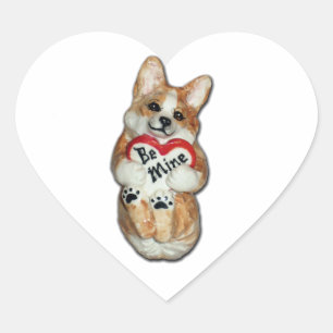 En Forma De Corazón Corgi Pegatina "Be Mine"
