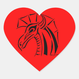 En Forma De Corazón Crested Dragon Pegatina Heart
