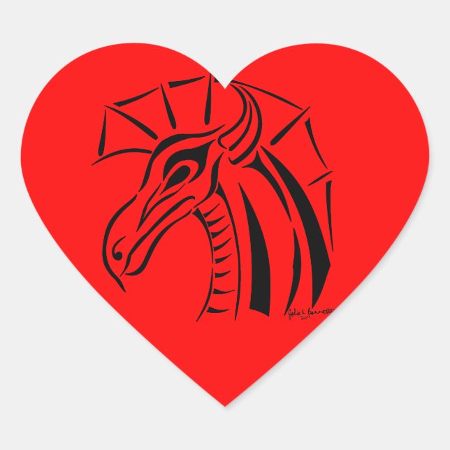 En Forma De Corazón Crested Dragon Pegatina Heart (Anverso)