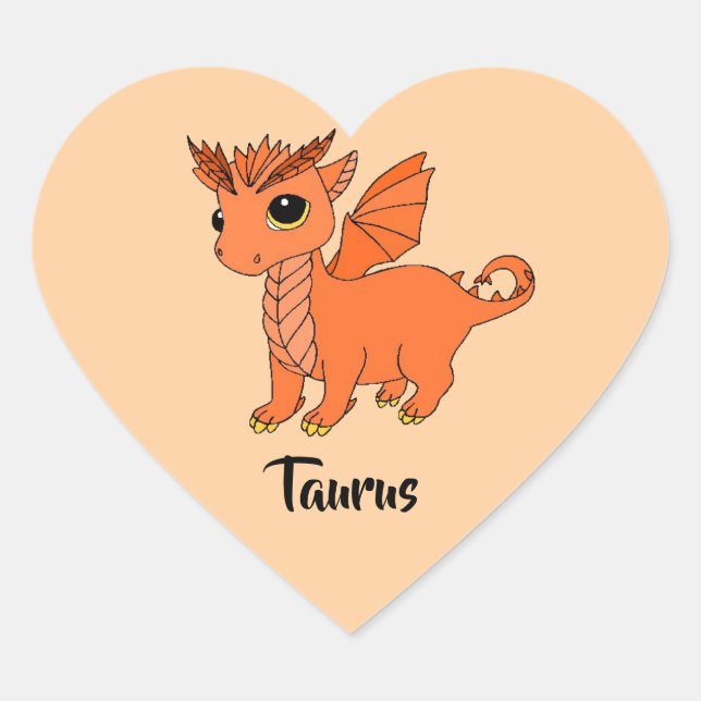 En Forma De Corazón Cute Taurus Dragon diseño zodiac pegatina (Anverso)