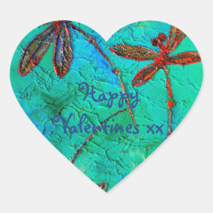 En Forma De Corazón Dragonfly Dance Heart Pegatina