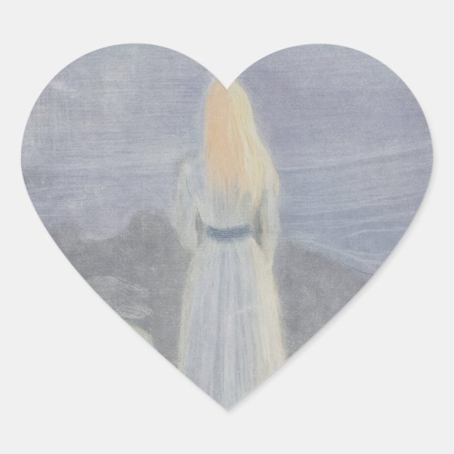 En Forma De Corazón Edvard Munch Pegatina (Anverso)