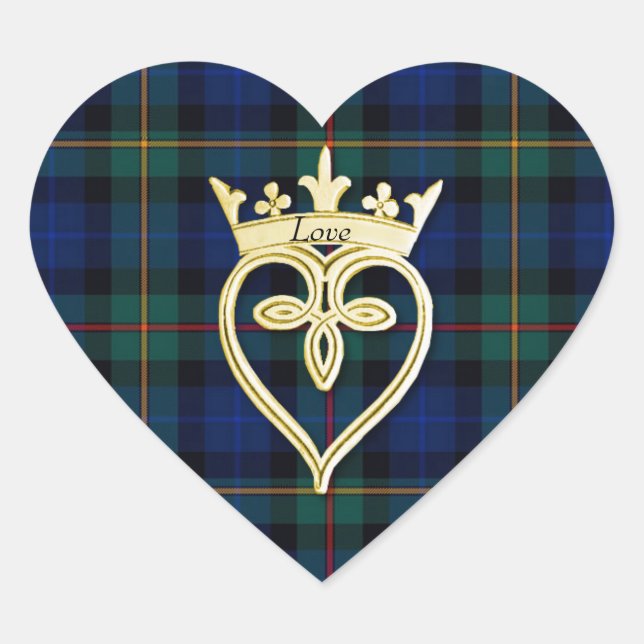 En Forma De Corazón Elegante Smith Plaid Heart Boda Pegatina (Anverso)