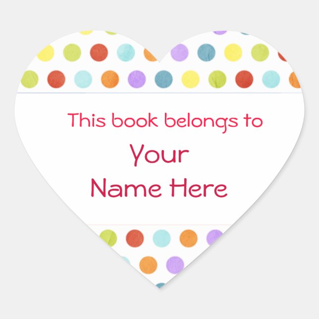 En Forma De Corazón Este Libro Pertenece Al Pegatina Personalizado (Anverso)