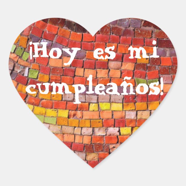 En Forma De Corazón Feliz Cumpleanos Pegatina (Anverso)