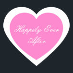 En Forma De Corazón Feliz Nunca Después Del Pegatina<br><div class="desc">Afortunadamente,  Ever After Heart Pegatina se muestra en un diseño de doble corazón. Color rosa caliente</div>
