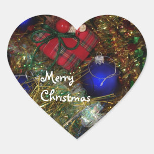 En Forma De Corazón Feliz Pegatina navideño