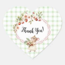 En Forma De Corazón Fresa Baby Shower-Green Gracias Pegatina