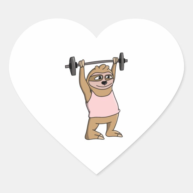 En Forma De Corazón Funny Workout Sloth Pegatina (Anverso)