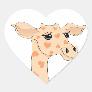 En Forma De Corazón Giraffe Pegatina