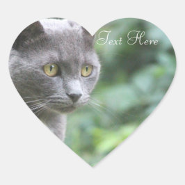 En Forma De Corazón Gray Kitty Heart Pegatina