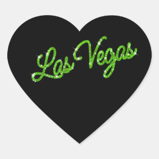 En Forma De Corazón Green Las Vegas Sparkles Pegatina